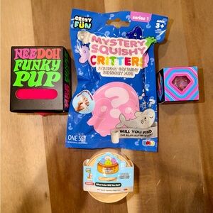 Mystery Mini Dumpling, Critter, Pink NeeDoh Funky Pup & Pink Groovy Jewel!